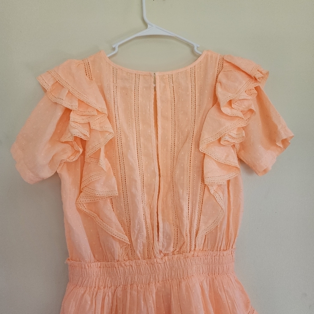Peach Blossom Mini Dress Ruffled Size Medium - Picture 11 of 16